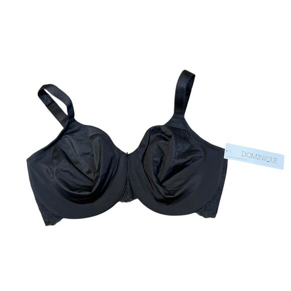 Dominique Lena Bra Women 36 F Soft Sexy Lace Minimizer Back Smoothing Black Lace - Picture 1 of 8